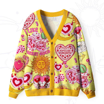 Purplehecate Hopeless Romantic Love Doodle Ugly Cardigan Sweaters