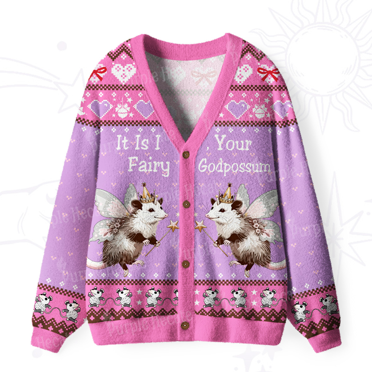 Purplehecate It Is I Your Fairy Godpossum Ugly Cardigan Sweaters