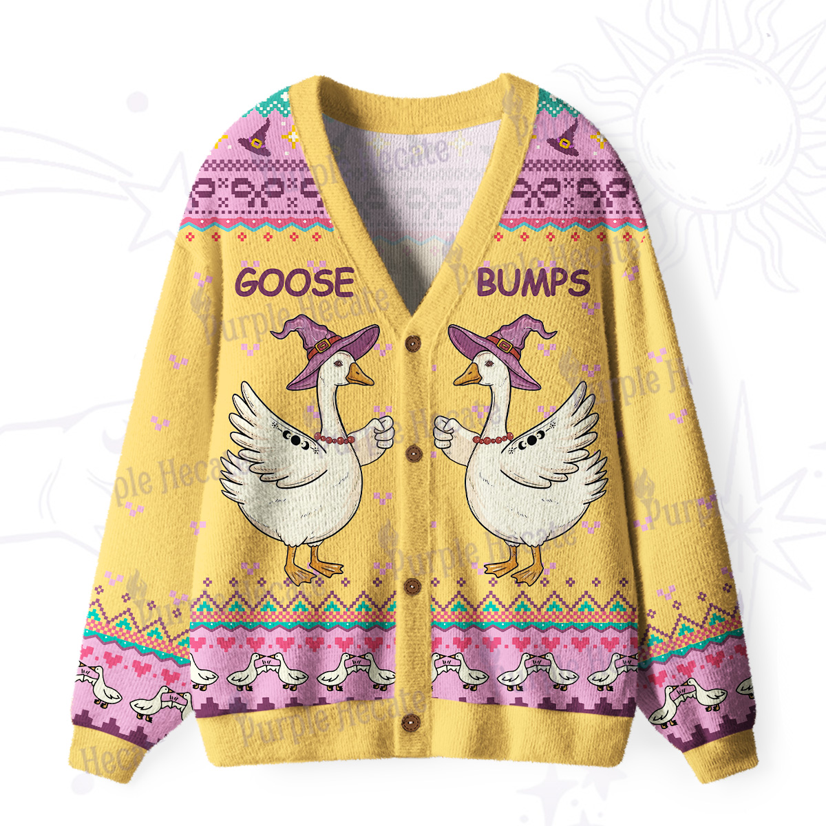 Purplehecate Goose Bumps Ugly Cardigan Sweaters