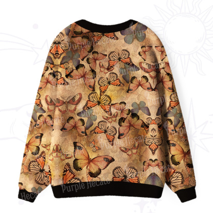 Purplehecate Monarch Butterfly Print Ugly Cardigan Sweaters