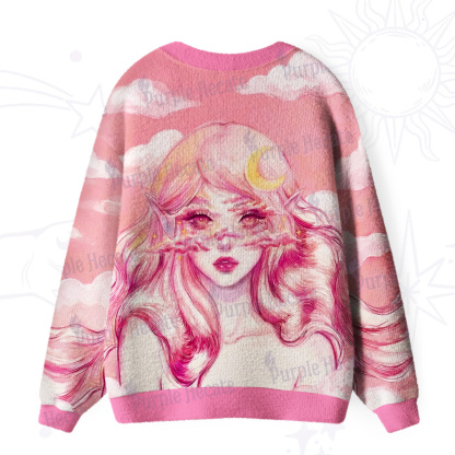 Purplehecate Pink Moon Goddess Witchy Ugly Cardigan Sweaters