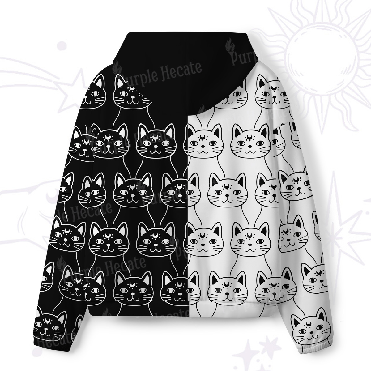 Purplehecate Sketchy Cat All-Over Print Hoodie