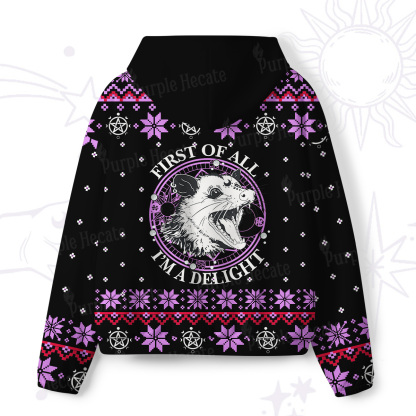 Purplehecate First Of All I'm A Delightful Opossum All-Over Print Hoodie