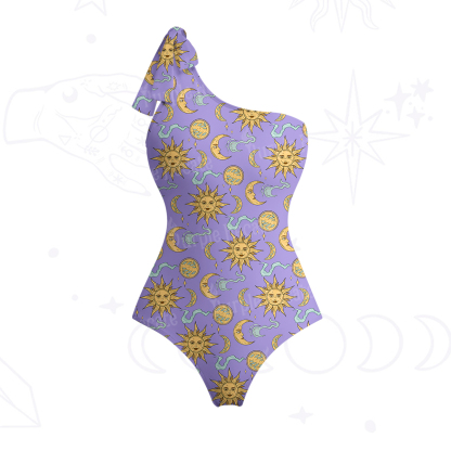 Purplehecate Magic of Sun and Moon One-Shoulder One-Piece Swimsuit