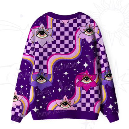 Purplehecate Trippy Eye Bloom Ugly Cardigan Sweaters