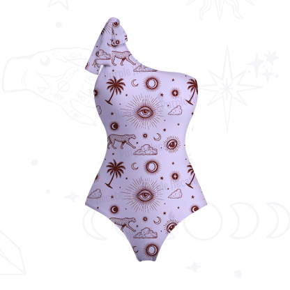 Purplehecate Eye of the Universe One-Shoulder One-Piece Swimsuit
