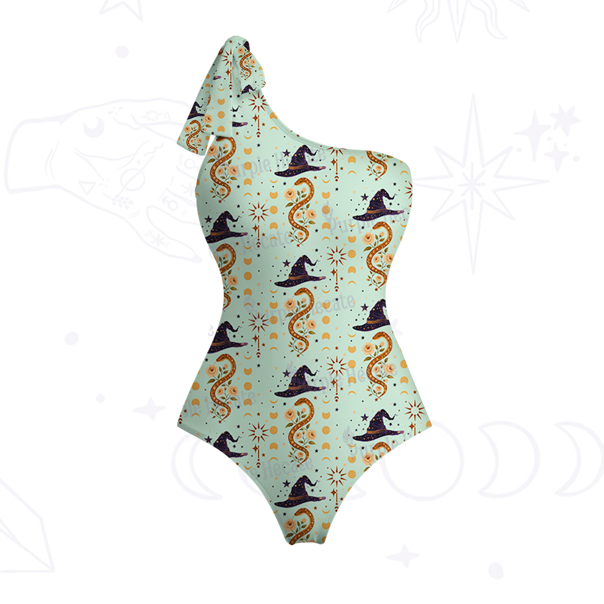 Purplehecate Witch's Enchantment One-Shoulder One-Piece Swimsuit