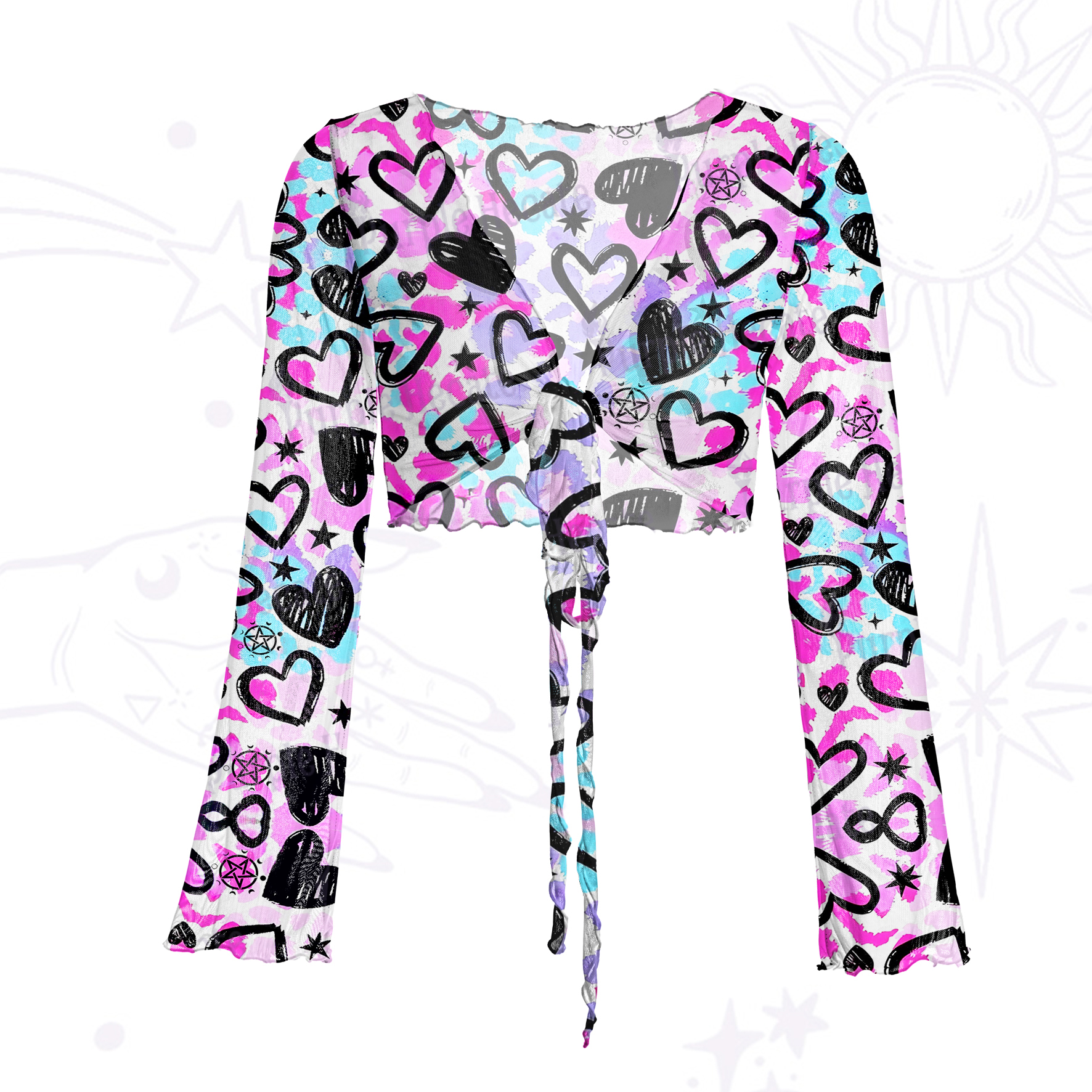 Purplehecate Heartful Magic Mesh Tie Front Top