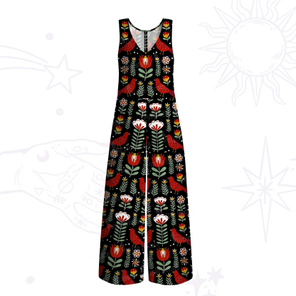 Purplehecate Mystic Forest Bird Wide Leg Jumpsuit
