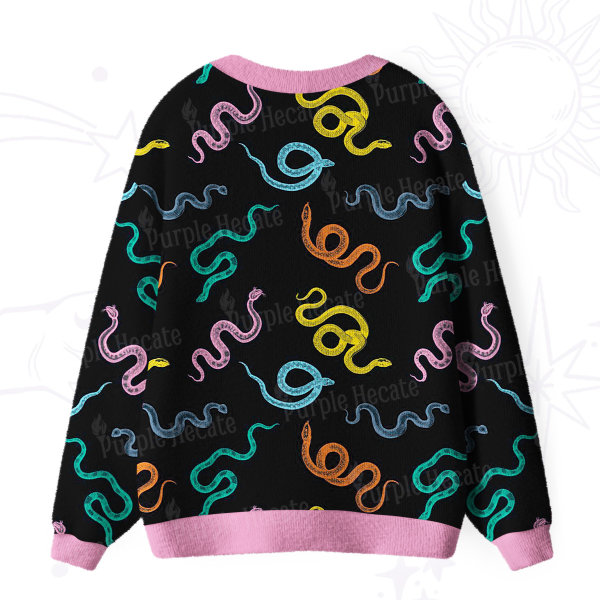 Purplehecate Colorful Trippy Snake Ugly Cardigan Sweaters
