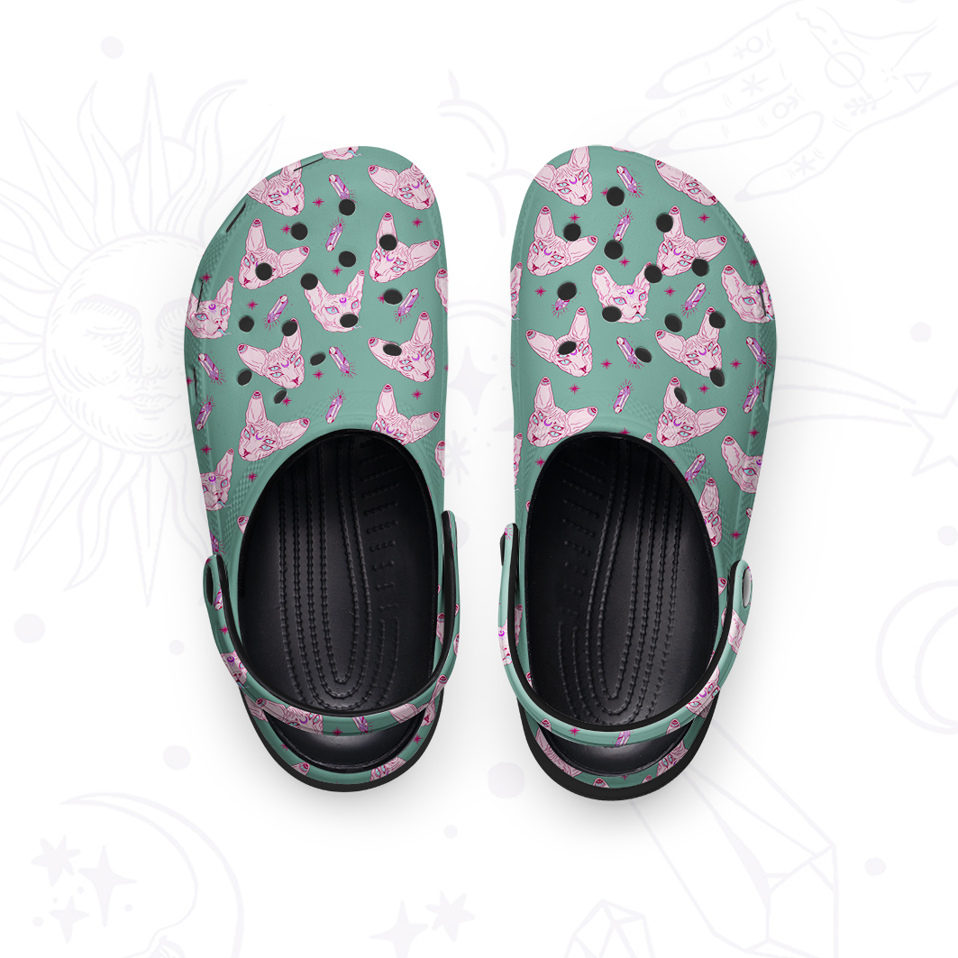 Purplehecate Mystical Sphynx Cat Rubber Clogs