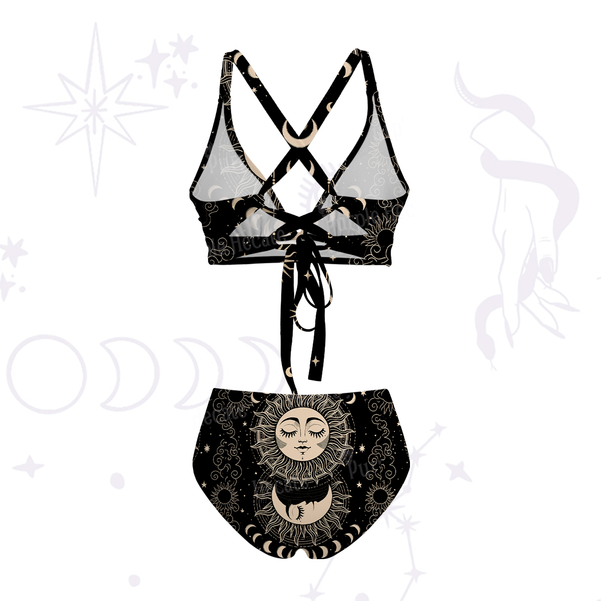 Purplehecate Lunar Eclipse Crisscross Tie-Back Bikini Set