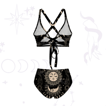 Purplehecate Lunar Eclipse Crisscross Tie-Back Bikini Set