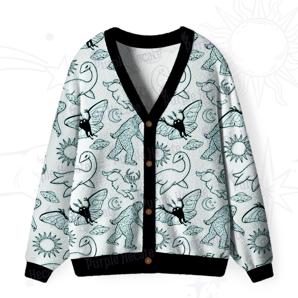 Purplehecate Cryptid Ugly Cardigan Sweaters