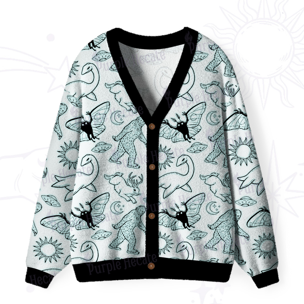 Purplehecate Cryptid Ugly Cardigan Sweaters
