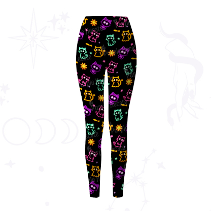Purplehecate Neon Cat Party Yoga Pants