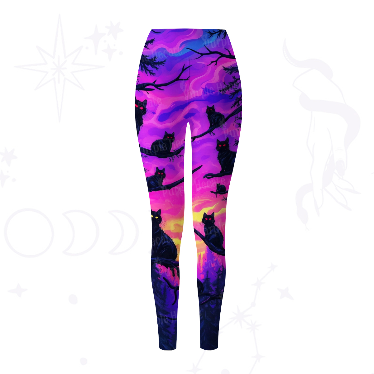 Purplehecate Twilight Forest Guardian Cat Yoga Pants