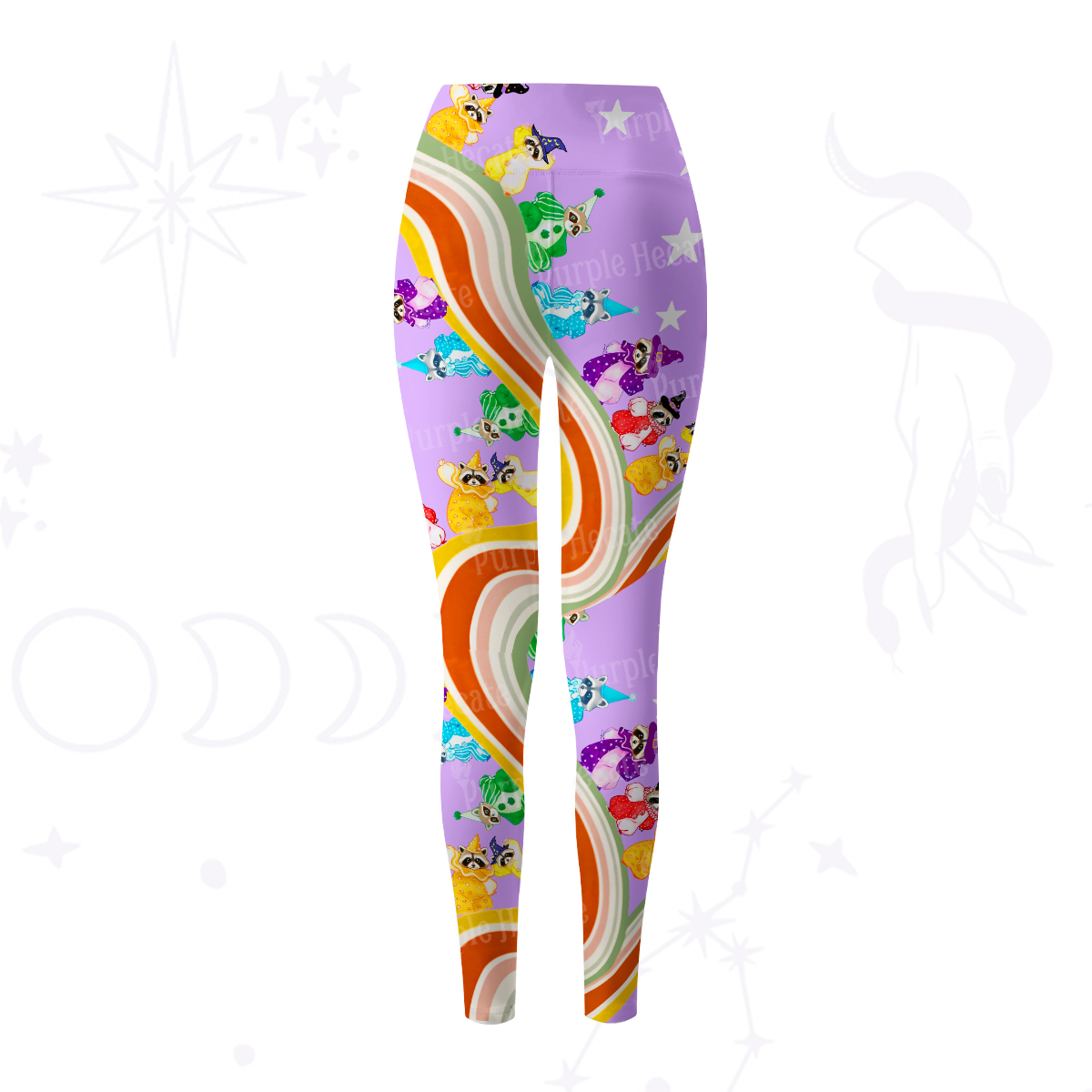 Purplehecate Rainbow Raccoon Star Yoga Pants