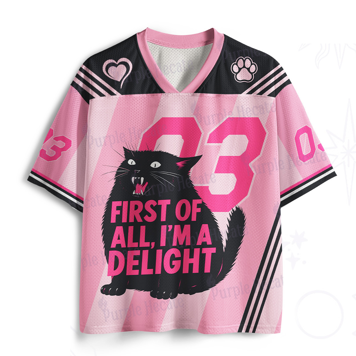 Purplehecate First Of All I'm A Delight Cat Mesh Jersey