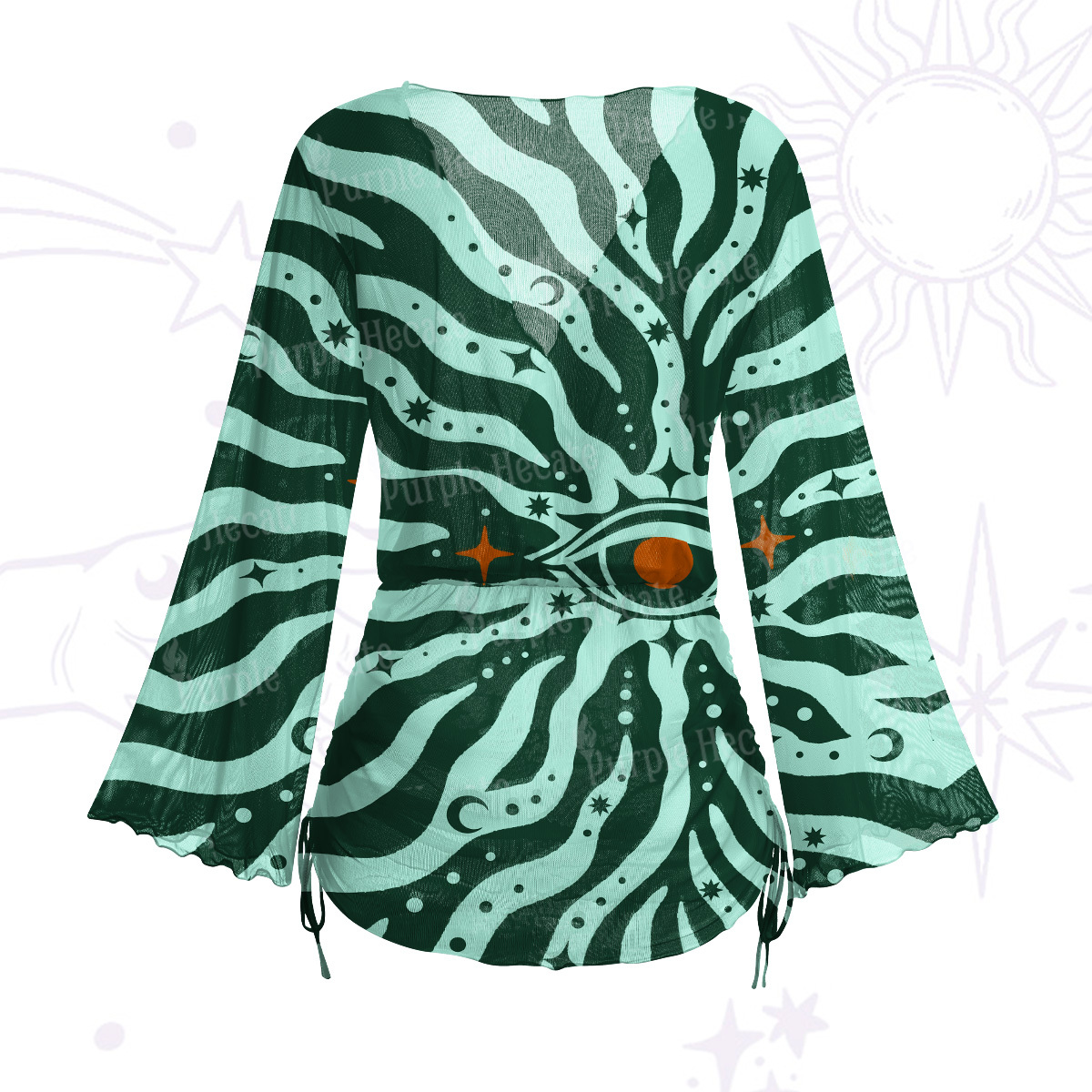 Purplehecate Green Vision Illusion Mesh Cover Up Dress