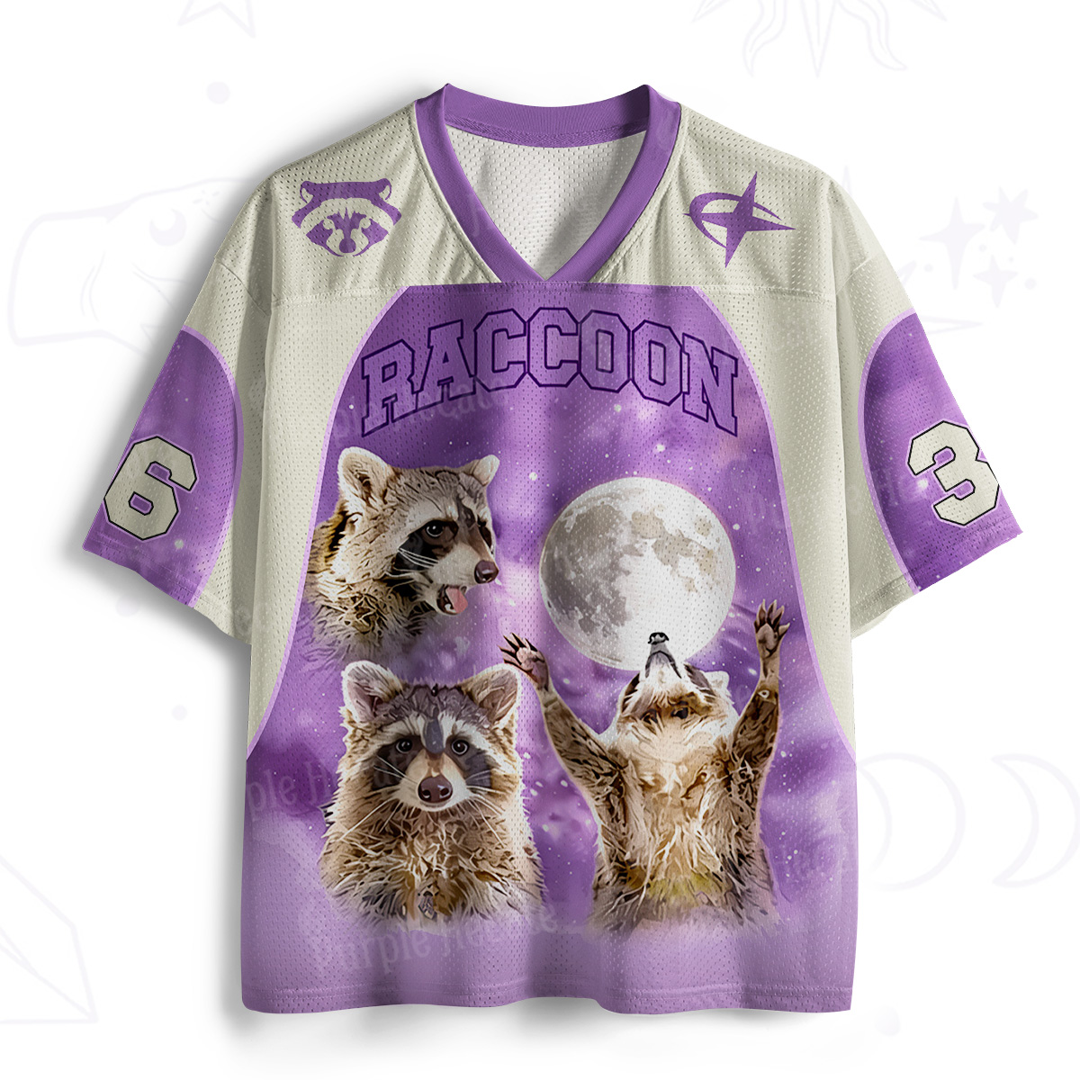 Purplehecate Three Raccoons Moon Mesh Jersey