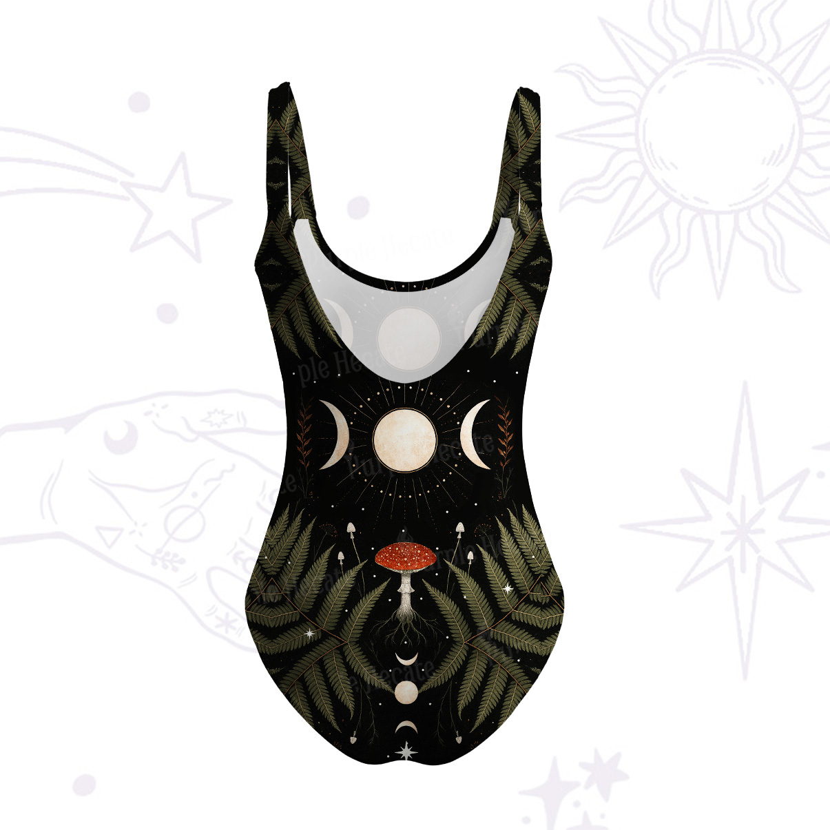 Purplehecate Moonlit Mushroom Gown Tank One Piece Swimsuit