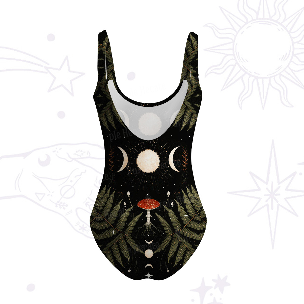 Purplehecate Moonlit Mushroom Gown Tank One Piece Swimsuit