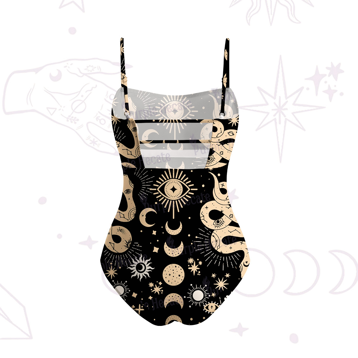 Purplehecate Divine Serpent Under the Moon Slim-Strap Swimsuit