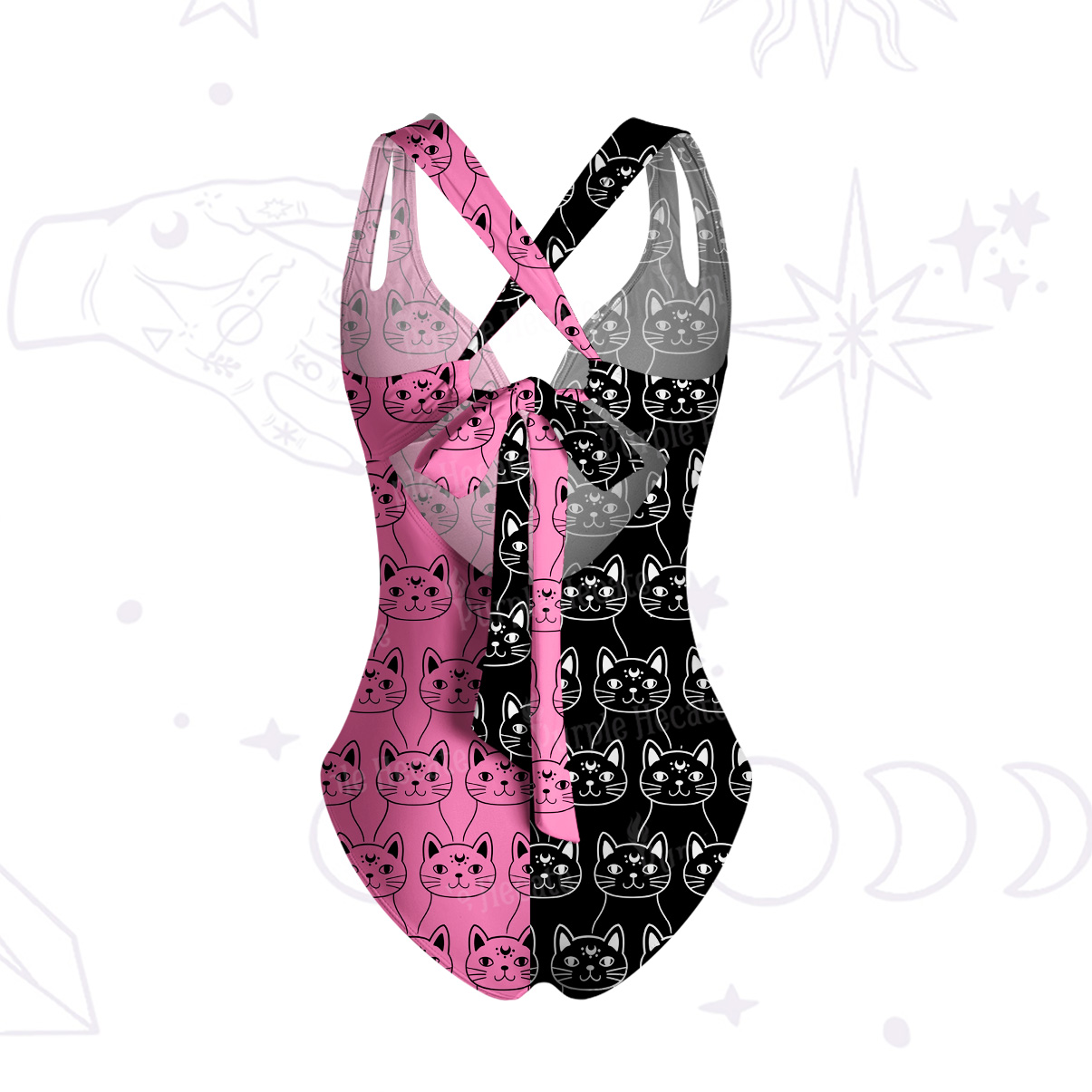 Purplehecate Sketchy Cat One-Piece Swimsuit