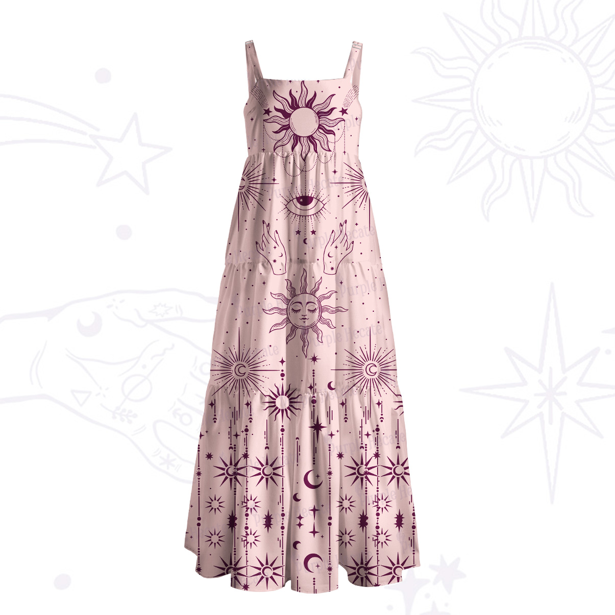 Purplehecate Solar Oracle Wide Straps Maxi Dress