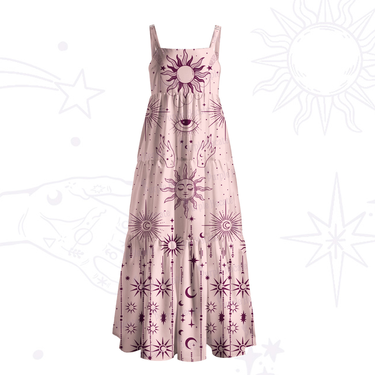 Purplehecate Solar Oracle Wide Straps Maxi Dress