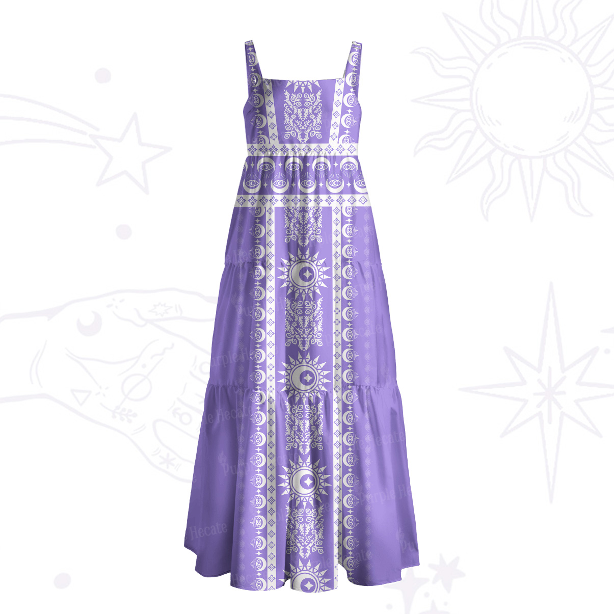 Purplehecate Visionary Sun Wide Straps Maxi Dress