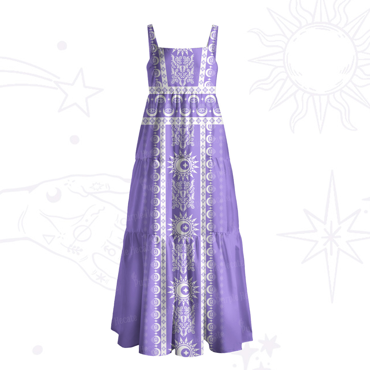 Purplehecate Visionary Sun Wide Straps Maxi Dress