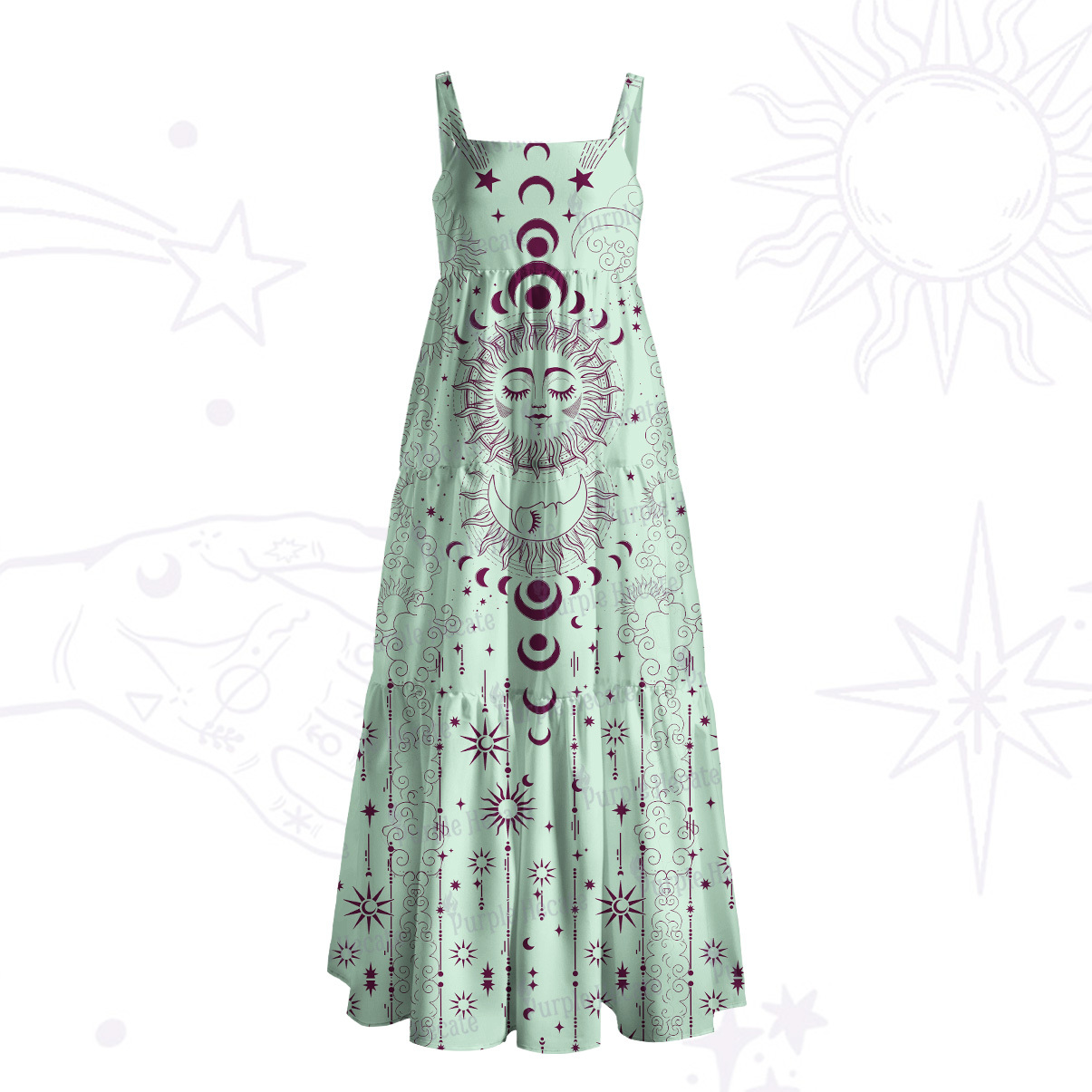 Purplehecate Lunar Eclipse Wide Straps Maxi Dress