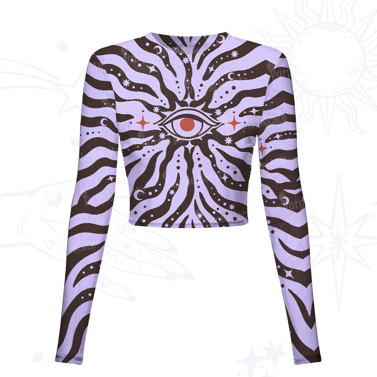 Purplehecate Green Vision Illusion Mesh Long Sleeve Crop Top