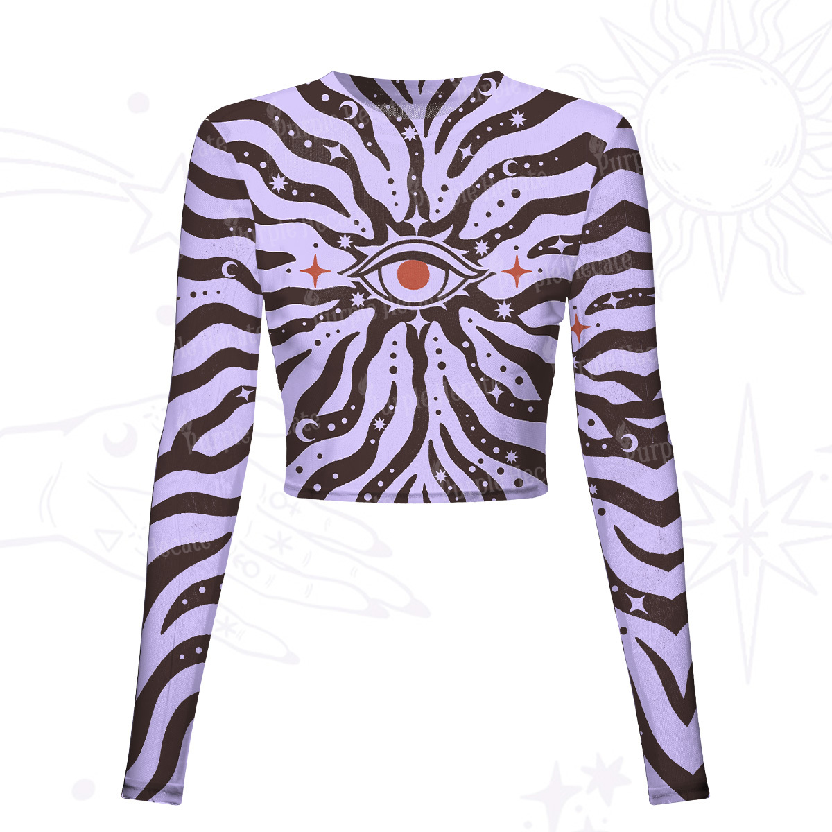 Purplehecate Green Vision Illusion Mesh Long Sleeve Crop Top