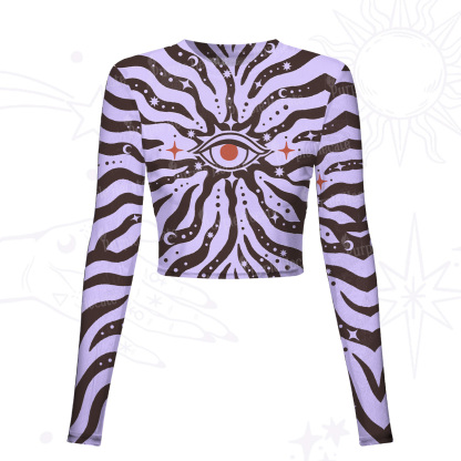 Purplehecate Green Vision Illusion Mesh Long Sleeve Crop Top