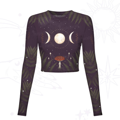 Purplehecate Moonlit Mushroom Gown Mesh Long Sleeve Crop Top