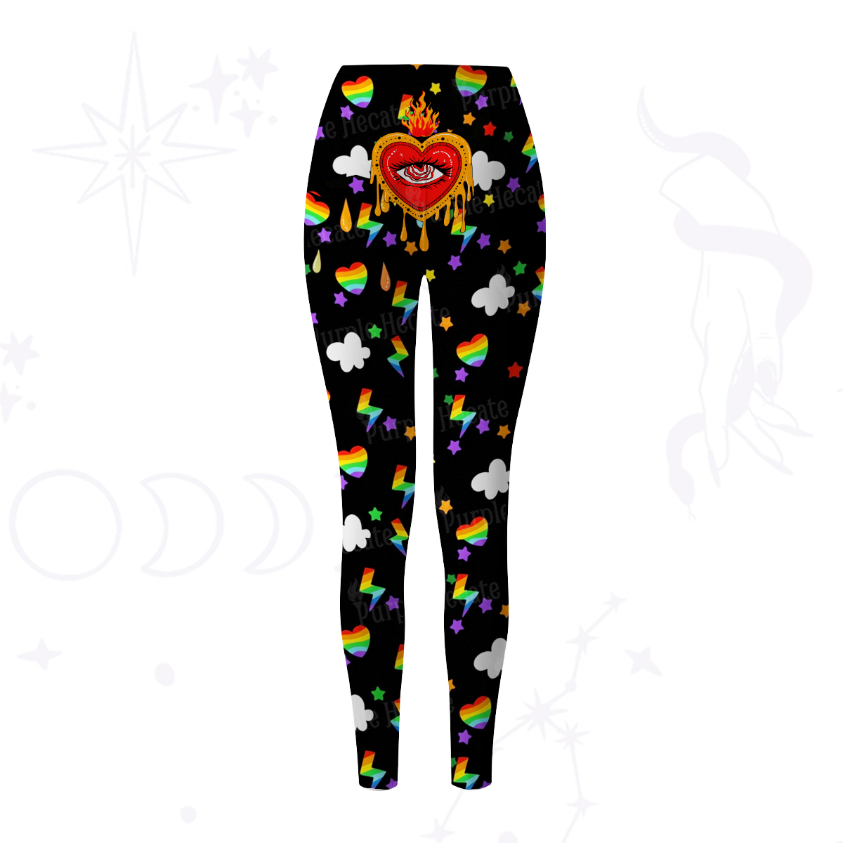 Purplehecate Rainbow Sacred Heart All Seeing Eye Pride Yoga Pants