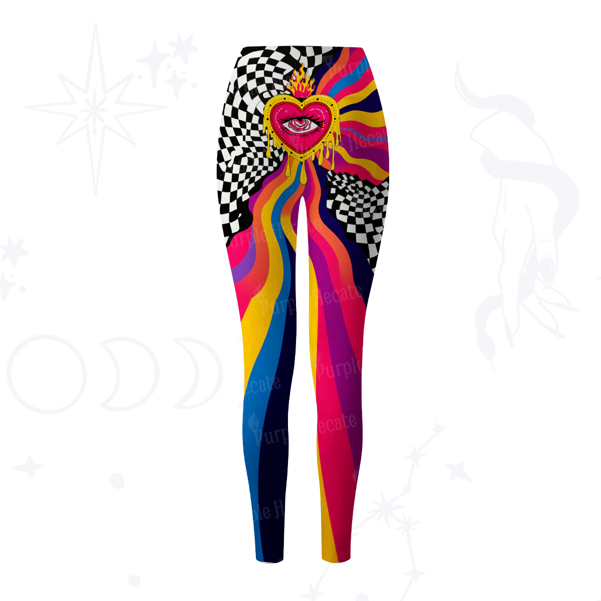 Purplehecate Trippy Rainbow Heart Eye Yoga Pants