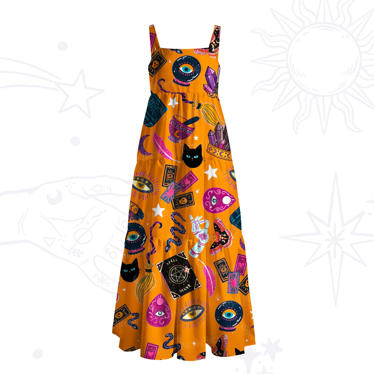 Purplehecate Secrets of the Starry Witch Wide Straps Maxi Dress