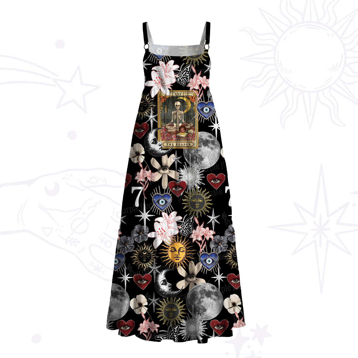 Purplehecate The Reader Wide Straps Maxi Dress