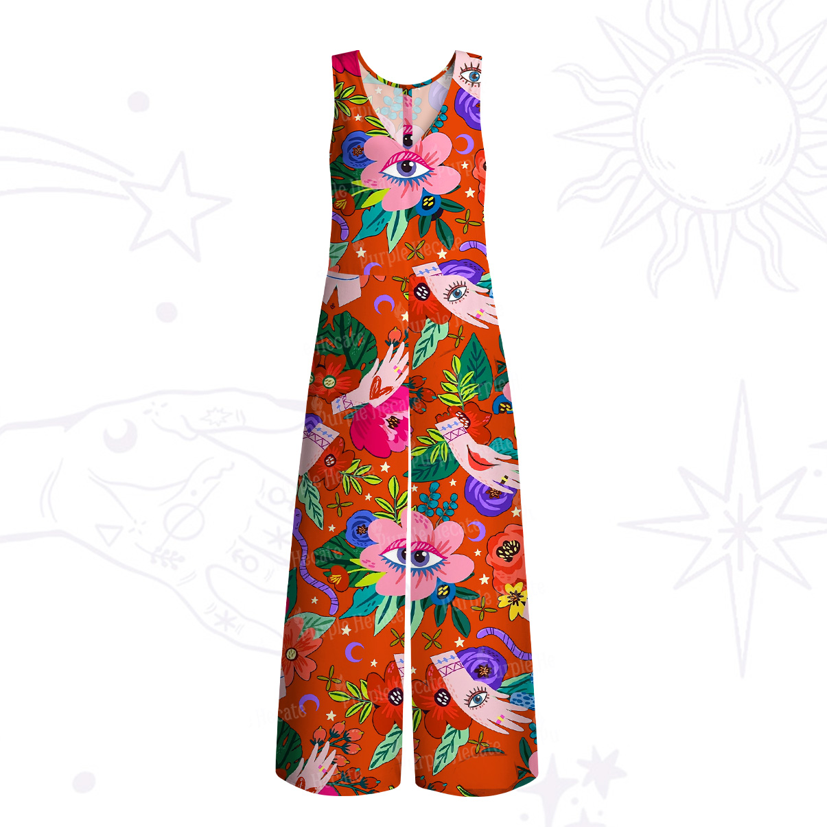 Purplehecate Eye of the Blossom Wide Leg Jumpsuit