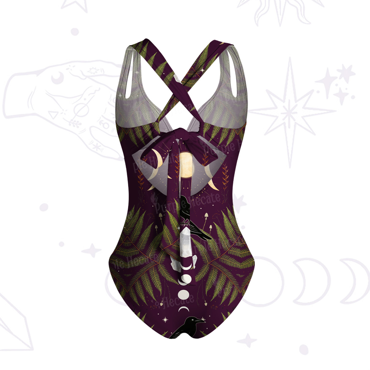 Purplehecate Lunar Raven Ritual One-Piece Swimsuit