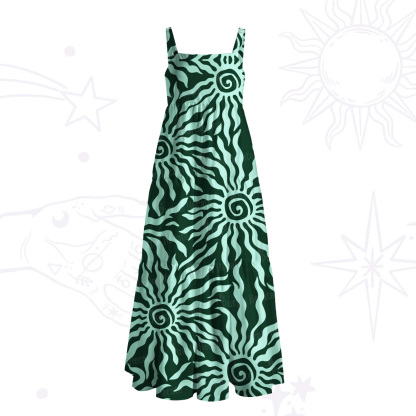 Purplehecate Solar Swirl Totem Strappy Wide Straps Maxi Dress