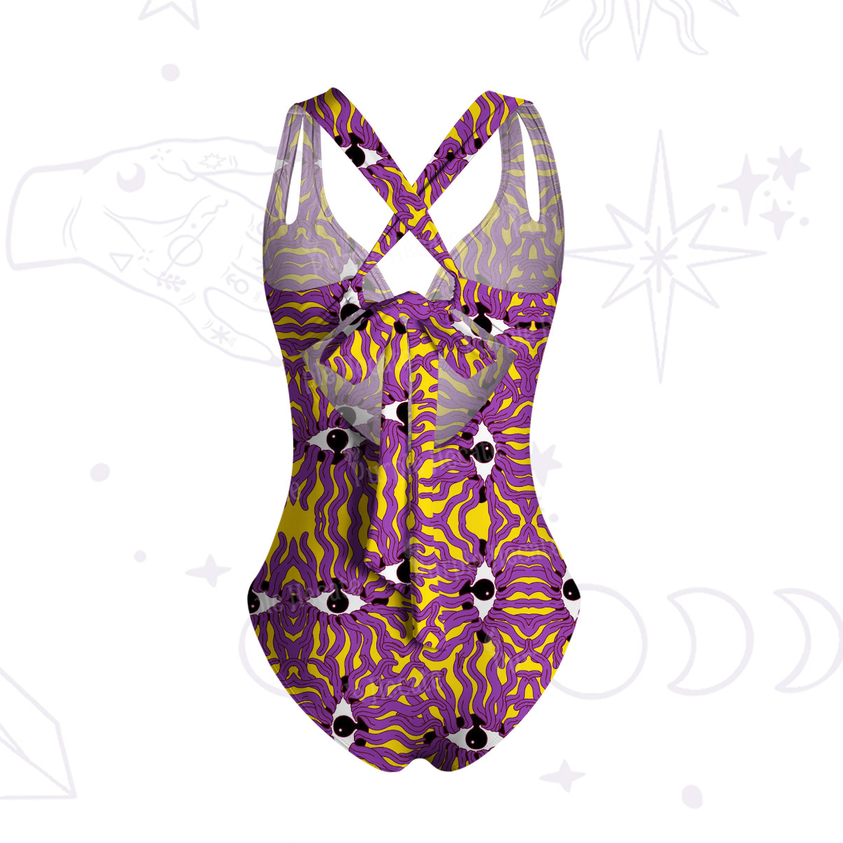 Purplehecate Psychedelic Wave Eyes One-Piece Swimsuit
