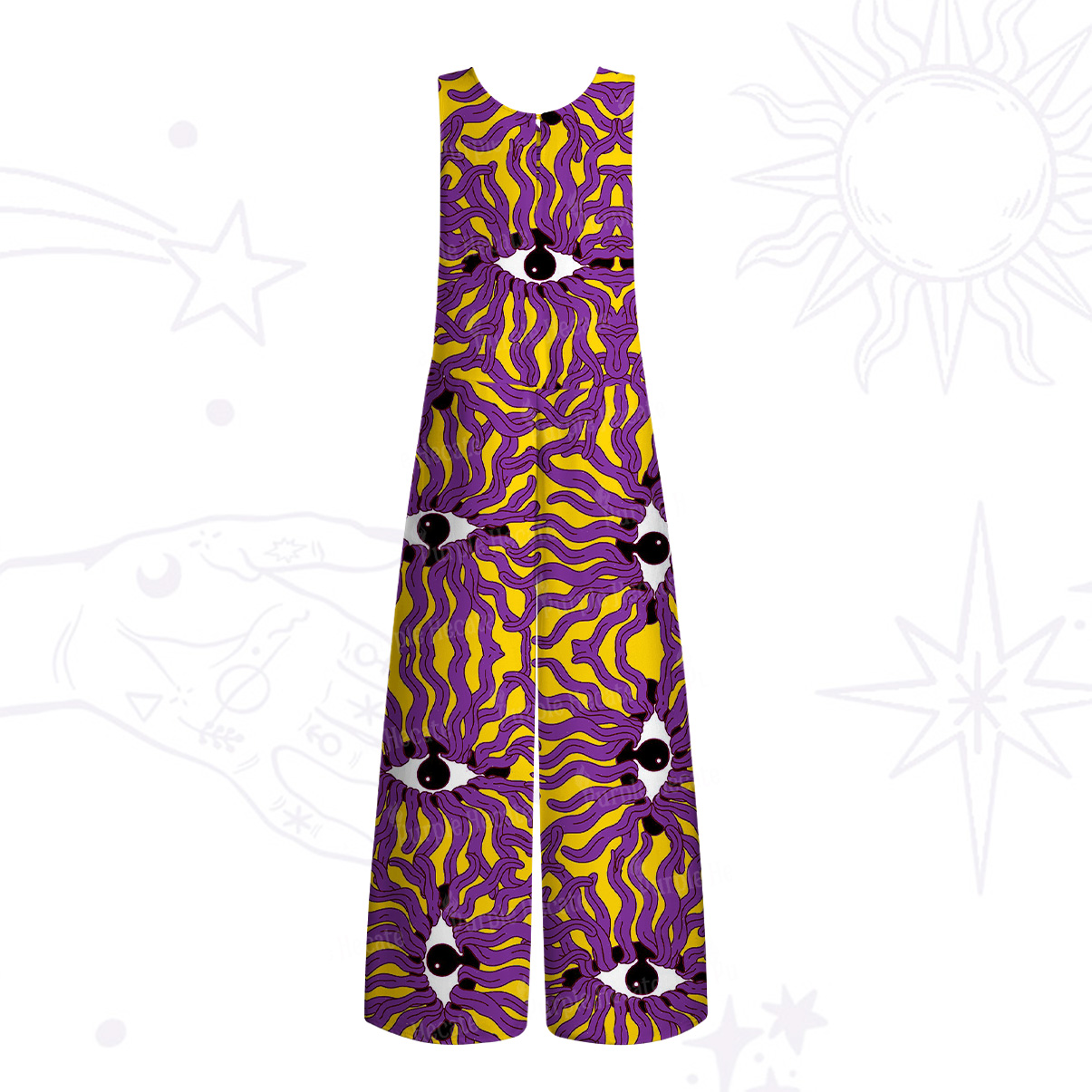 Purplehecate Psychedelic Wave Eyes Wide Leg Jumpsuit