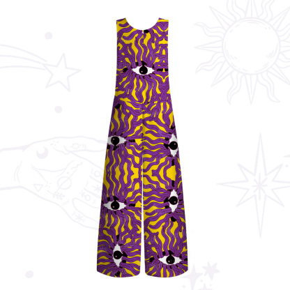 Purplehecate Psychedelic Wave Eyes Wide Leg Jumpsuit