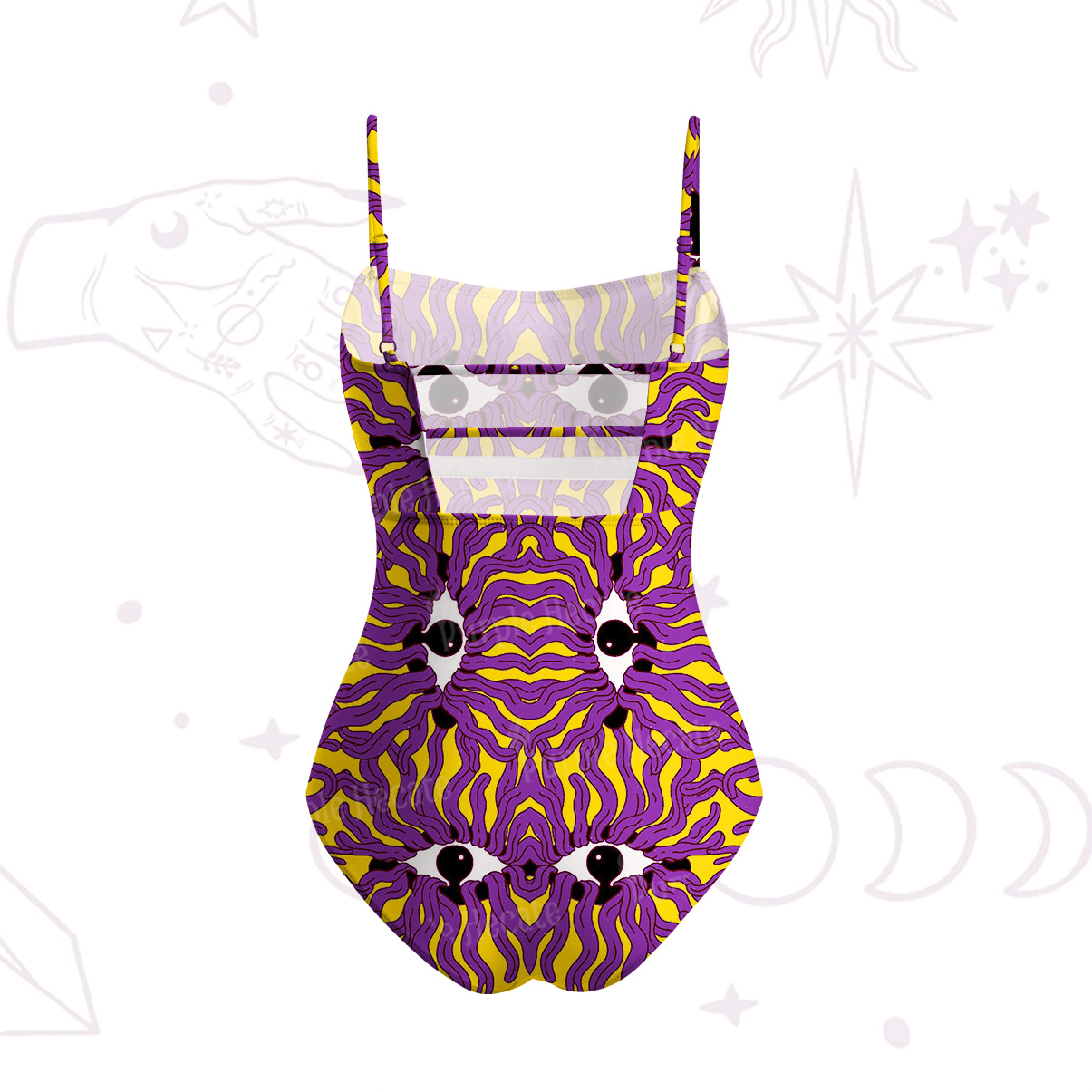 Purplehecate Psychedelic Wave Eyes Slim-Strap Swimsuit