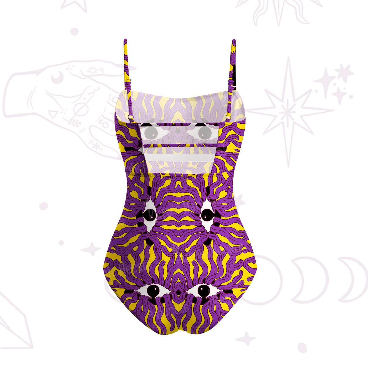Purplehecate Psychedelic Wave Eyes Slim-Strap Swimsuit